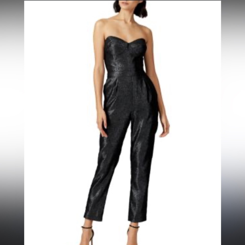 SAYLOR Anthropology Galadriel Shimmer Strapless Jumpsuit w Sweetheart Neckline